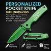 GIFTS INFINITY Custom Titanium Coated Stainless Steel Quality Pocket Knife Free Engraving (848) (Green) view 2