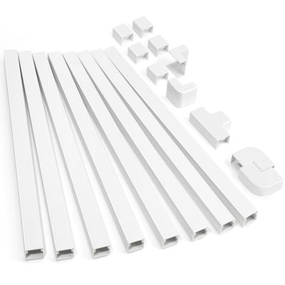 126in Cord Hider Kit, ZhiYo Cord Covers for Wall Mounted TV, Paintable Wire Cover for Cords, TV Cable Hider Wall Kit, Cable Cover Wire Management, White Cords Concealer, 8 x L15.7in W0.95in H0.55in