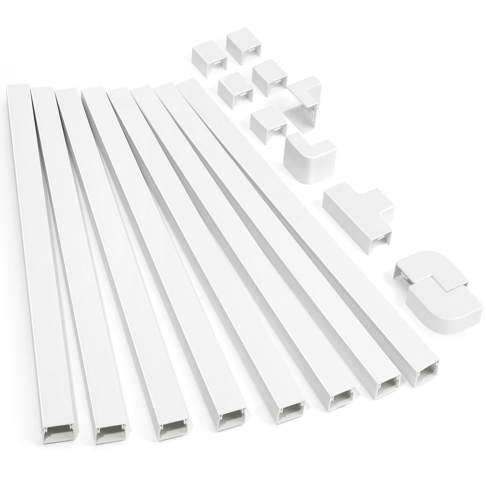 126in Cord Hider Kit, ZhiYo Cord Covers for Wall Mounted TV, Paintable Wire Cover for Cords, TV Cable Hider Wall Kit, Cable Cover Wire Management, White Cords Concealer, 8 x L15.7in W0.95in H0.55in
