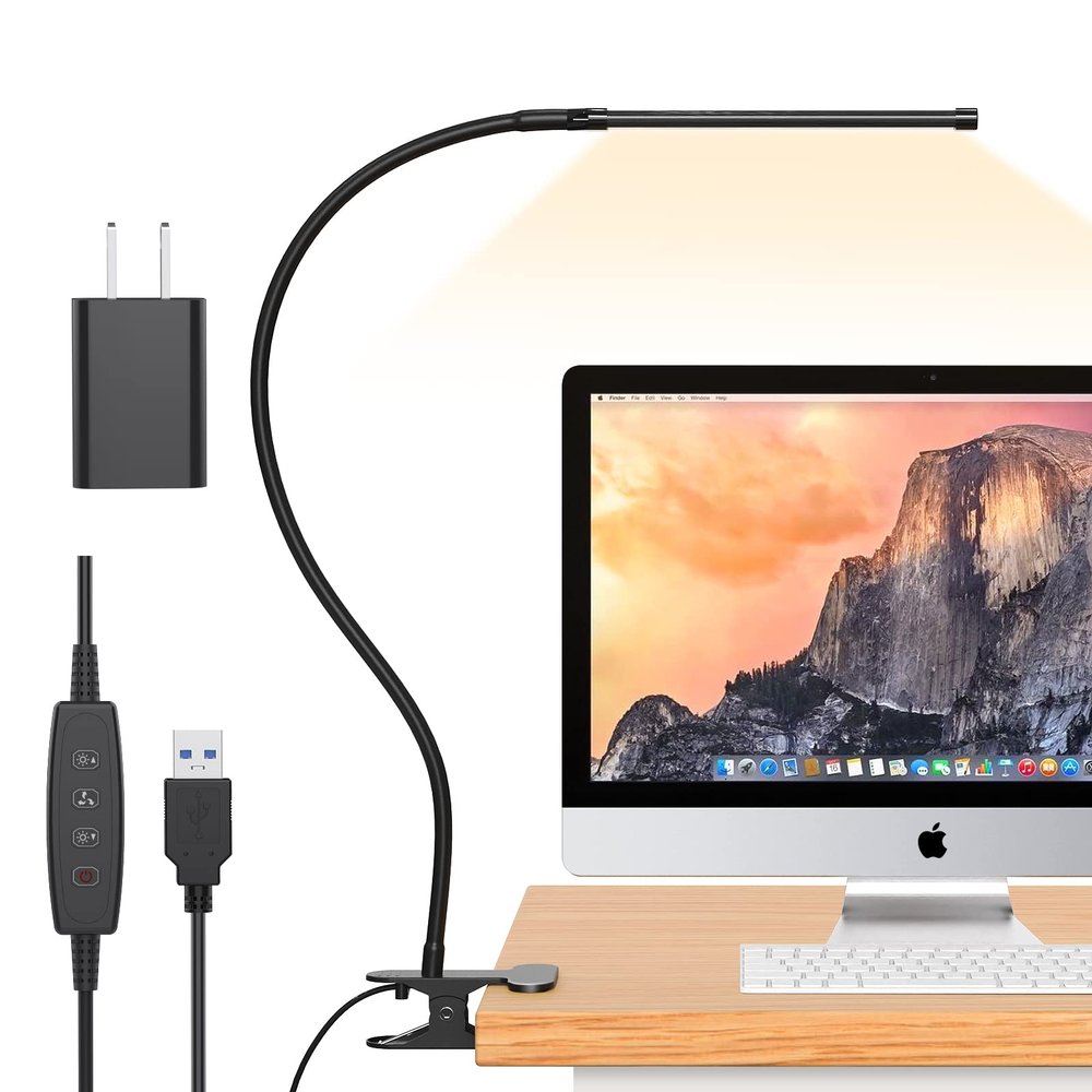 iZELL Desk Light [2-Pack] LED Desk Lamp with Clamp [77 LEDs with 3 Color Modes & 10 Brightness Levels] Flexible Gooseneck Book Light, Easy Clip-on Reading Light