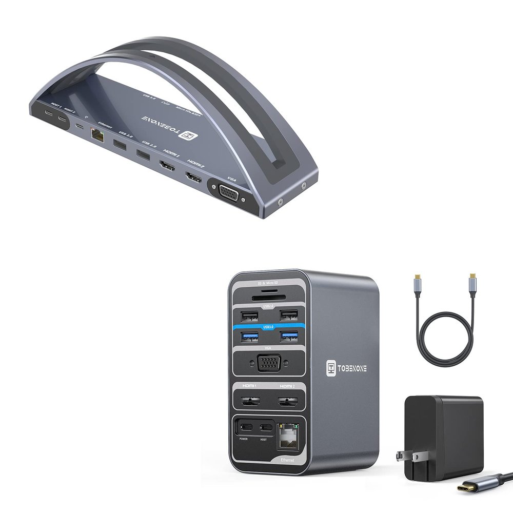 USB C Docking Station Dual Monitor, 15 in 1 USB C Dock Dual HDMI with 65W Power Supply for Lenovo, HP, Dell, Surface, Dual 4K HDMI Docking Station with Vertical Stand for MacBook Pro/Air