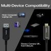huaham USB A to USB C Fiber Optic Right Angled Cable 33FT, 10Gbps USB 3.2 Gen2 USB C Cable, Ultra Slim & Long Distance USB Cable with Germany SiliconLine Chip for Logitech 4K Camera,Video Conference view 4