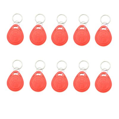 10pcs Plastic 125KHZ Rewritable Writable ID Cards Keyfobs RFID Copy Key Tags Handheld RFID Copier Writer Readers Duplicator-Re-Writable,Red