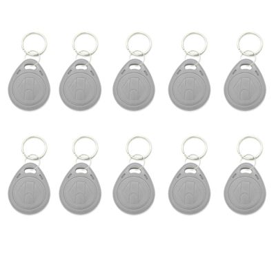 10pcs Plastic 125KHZ Writable ID Cards Keyfobs RFID Copy Key Tags Handheld RFID Copier Writer Readers Duplicator-Static,Gray