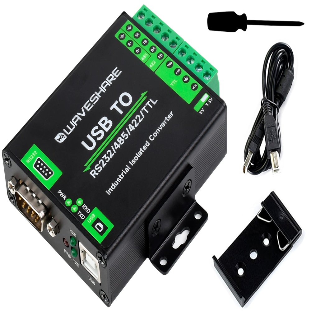 USB to RS232/485/422/TTL Converter with FT232RNL Chip, Industrial Isolated USB Adapter with Multiple Protection, Support Multi Devices and Android, Windows 11 / 10 / 8.1 / 8 / 7, Etc Multi System