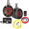 KICKER Speakers and Amp Package 8" Wakeboard Tower Speakers (Charcoal) with DS18 320W 2-Channel Marine Amplifier and 8AWG Power Wiring Kit view 1