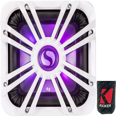 KICKER Subwoofer and Grille Package of 2 Items 12" Solo-Baric L7S Subwoofer DVC 2-ohm with LED Grille (White)