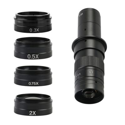 Microscope Accessories Kit 0.75X 0.5X 2.0X 0.35X Auxiliary Objective Glass Len for 130X 180X C Mount Lens Microscope Slides (Color : 180X 4 Objective)