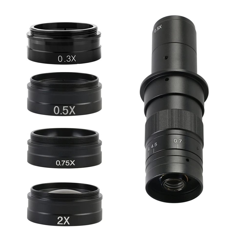 Microscope Accessories Kit 0.75X 0.5X 2.0X 0.35X Auxiliary Objective Glass Len for 130X 180X C Mount Lens Microscope Slides (Color : 180X 4 Objective)