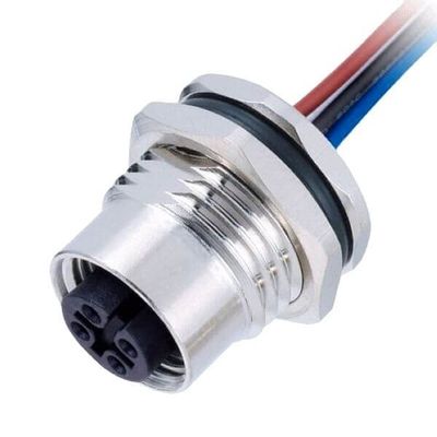 10pcs M12 Connector 4Pin Female Wiring M12 4Pin Female Panel Mount Front Mount Socket With 1M Cable