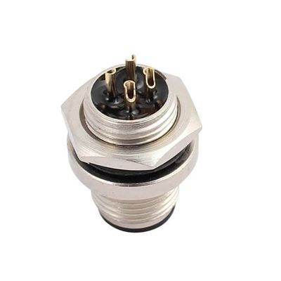 10pcs M12 4-Pin Rear Mount Connector Solder Contacts For Cable