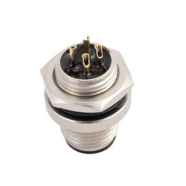 10pcs M12 4-Pin Rear Mount Connector Solder Contacts For Cable