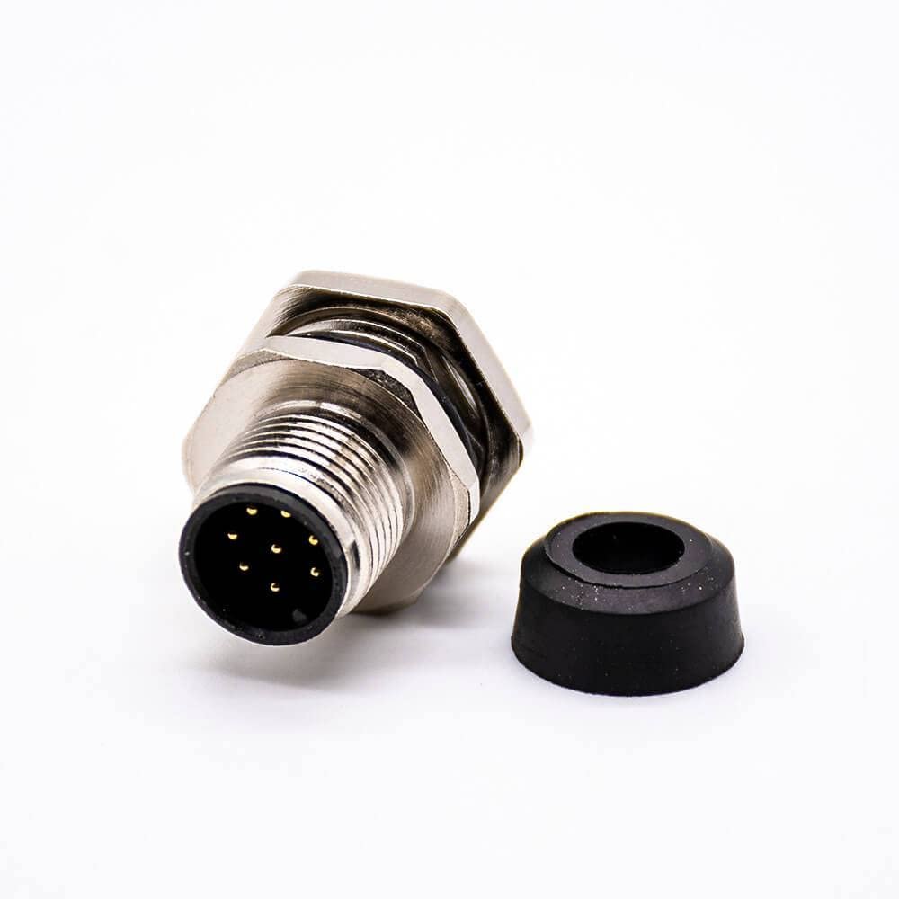 10pcs M12 A Coded 8Pin Front Mount Connector, 8 Contacts M12 Connector
