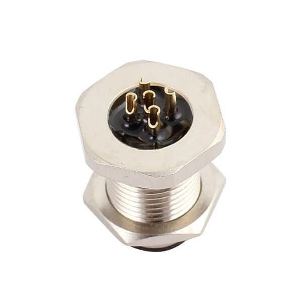 10pcs M12 Male 5Pin Panel Mount Connector B Code Solder Type Front Fastened