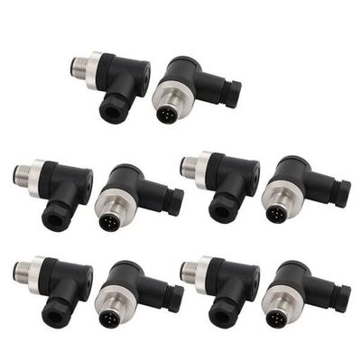 10pcs M12 Male 5Pin Field Wired Connectors Right Angle Cable Plug