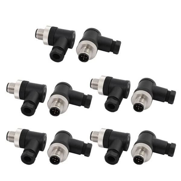 10pcs M12 Male 5Pin Field Wired Connectors Right Angle Cable Plug