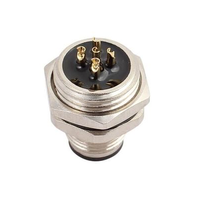 10pcs IP67 M12 Male 5Pin Waterproof Connector Rear Panel Mount M16x1.5 Mounting Thread