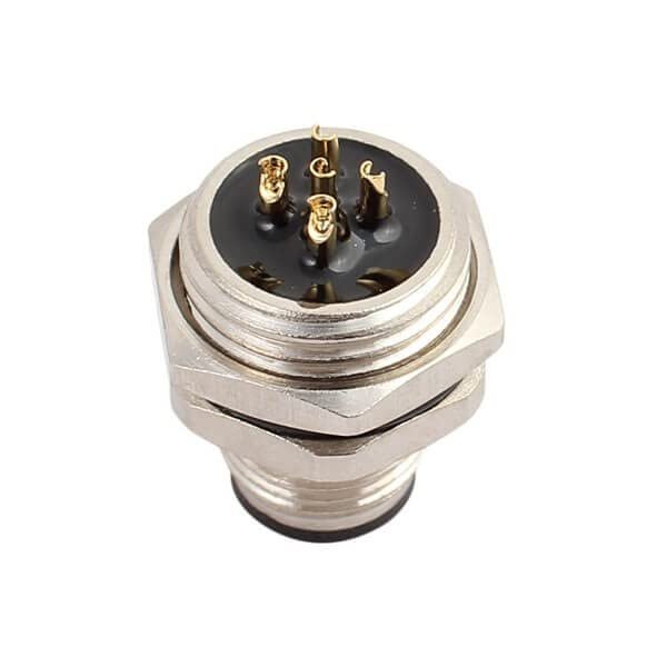 10pcs IP67 M12 Male 5Pin Waterproof Connector Rear Panel Mount M16x1.5 Mounting Thread