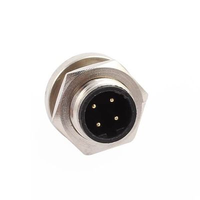 10pcs M12 Male 4Pin B-code Solder Contacts Panel front Mount Connector