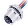 10pcs M12 Female 8Pin Panel Mount Connector With 50CM Length Single Wires, 8 Contacts Connector view 1