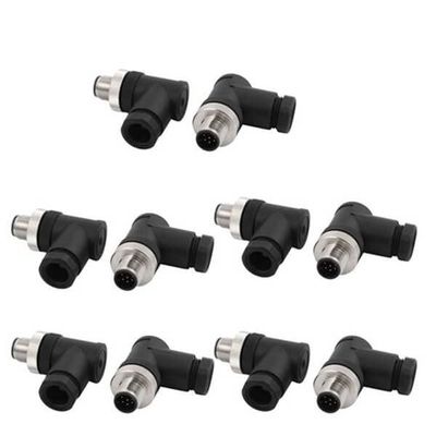 10pcs M12 Male 8Pins Cable Mount Connector Right Angle Assembly Cable Plug