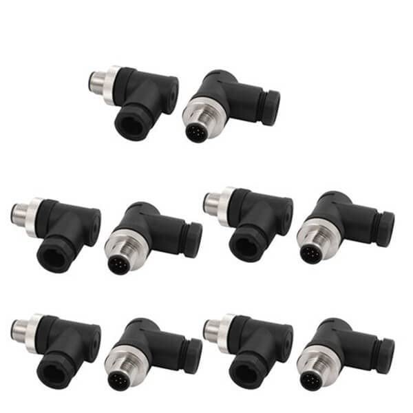 10pcs M12 Male 8Pins Cable Mount Connector Right Angle Assembly Cable Plug