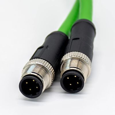 keisnoaja Industrial M12 D Code Cable 4Pin Plug Male to Male Straight 3M Extension Cable AWG22