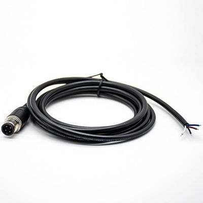keisnoaja M12 Extension Cable 4Pin Male A Code Straight Connector Molded Cable 3M AWG22