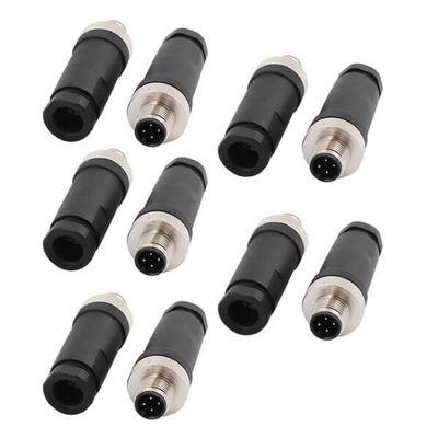10pcs M12 male 4Pin Connector IP67 Waterproof Aviation Plug For Cable