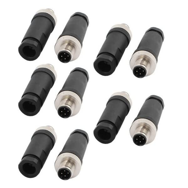 10pcs M12 male 4Pin Connector IP67 Waterproof Aviation Plug For Cable
