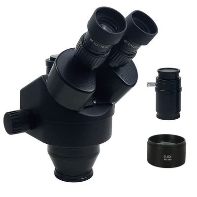 7X-45X 3.5X-90X Simul-Focal Trinocular Microscope Zoom Stereo Microscope Head 0.5X WF10X/20MM Eyepiece Auxiliary Objective Lens (Color : 3.5X-45X BK)