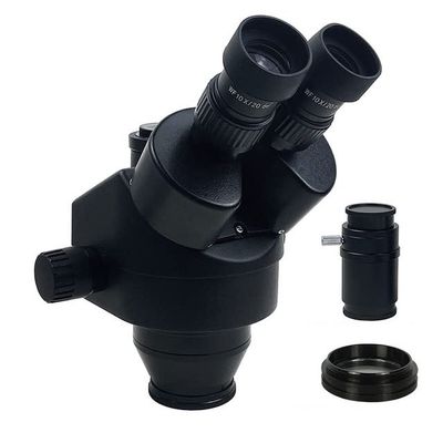 7X-45X 3.5X-90X Simul-Focal Trinocular Microscope Zoom Stereo Microscope Head 0.5X WF10X/20MM Eyepiece Auxiliary Objective Lens (Color : 7X-45X BK)
