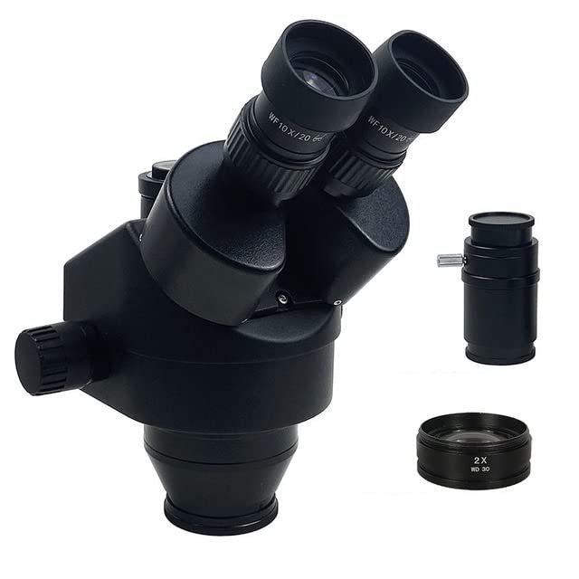 7X-45X 3.5X-90X Simul-Focal Trinocular Microscope Zoom Stereo Microscope Head 0.5X WF10X/20MM Eyepiece Auxiliary Objective Lens (Color : 7X-90X BK)