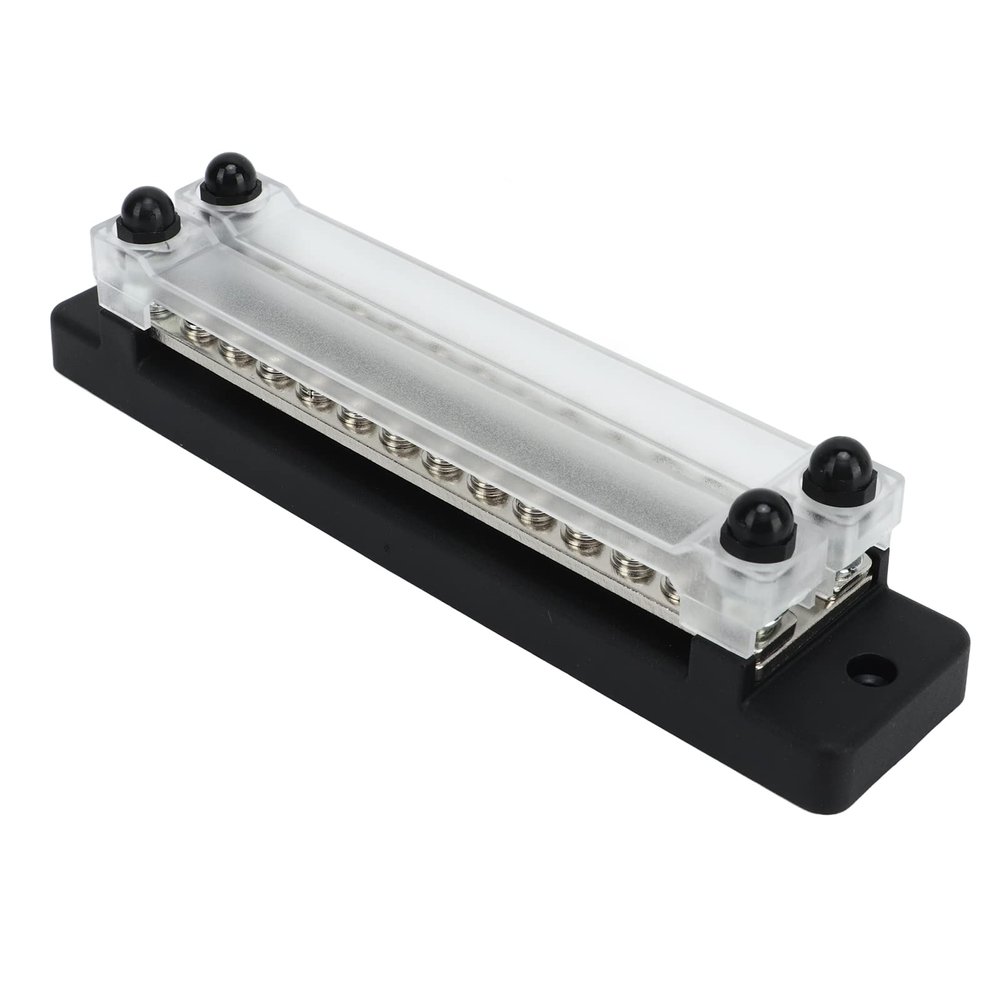 Terminal Power Distribution Block Bus Bar, 28 Terminals DC 12-48V AC 110-300V Marine Terminal Block, Battery Terminal Distribution Block Battery Bus Bar for Car Boat Marine
