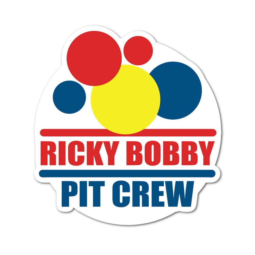 3" Funny Ricky Bobby Pit Crew Classic Laminated Laptop Sticker Red Blue Bread Funny Comedic Classic nostalgic movie art use for tumblers, laptops kindle tablet
