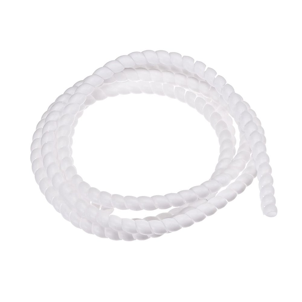 Rebower Spiral Tube Wrap Management Pipe Flexible Cord PP Polyethylene [for Office, Computer, TV ] - 8mm x 12mm / 2M / White