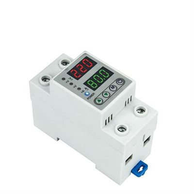 NIBYQ Digital Adjustable Over & Under Voltage Protector Dual Display 40A 63A 230V Din Rail Relay Surge Limit Over Current Protection (Color : 2P, Size : 63A)