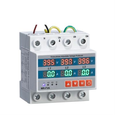 BEFIA Over & Under Voltage Protector 380V 63A Adjustable Dual Digital Din Rail Relay Surge Limit Over Current Protection Three-Phase