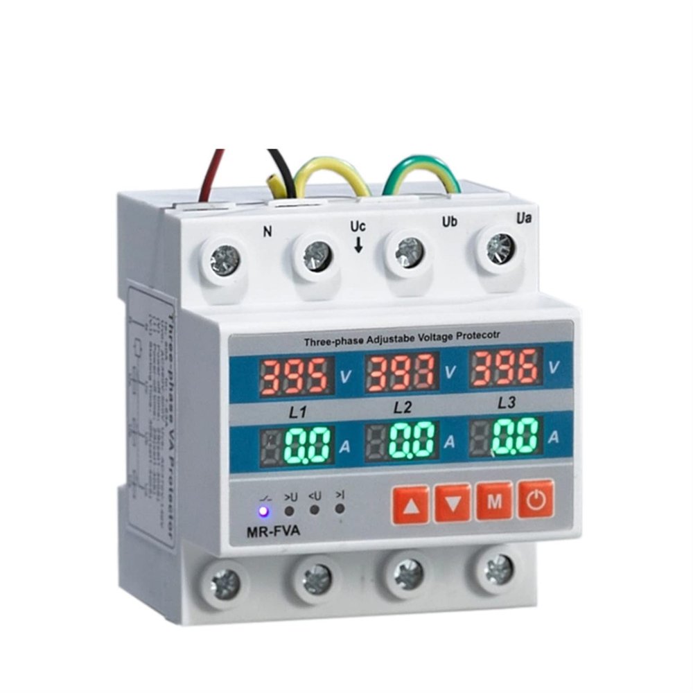 BEFIA Over & Under Voltage Protector 380V 63A Adjustable Dual Digital Din Rail Relay Surge Limit Over Current Protection Three-Phase