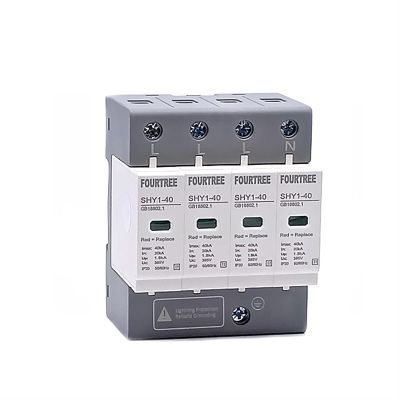 EKSIL Surge Protective Device SPD AC 3P+N 20~40KA 30KA~60KA 385V 420V House Lightning Protection Arrester Low-Voltage Protector (Color : 4P 385V AC, Size : 20-40KA)