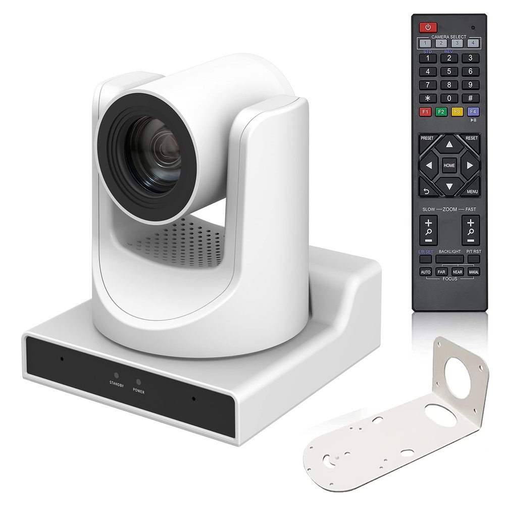 SMTAV PTZ Camera,30X AI Tracking with Zoom Camera with HDMI/SDI/USB3.0/IP Streaming Outputs for Meeting, Church, Events, Teaching(30X Optics Zoom, White)