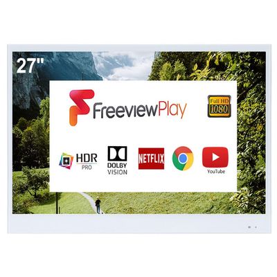 elecsung 27 inch Smart White TV for Bathroom,1080P Waterproof TV ATSC Tunner Android 11.0 for Hotel/Kitchen,Built-in Speakers,Wi-fi and Bluetooth,W27,Model 2024