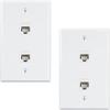 Nicfaky 2 Port Ethernet Wall Plate, Cat6 Female to Female Wall RJ45 Inline Coupler Wall Outlet, White view 1