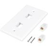 Nicfaky 2 Port Ethernet Wall Plate, Cat6 Female to Female Wall RJ45 Inline Coupler Wall Outlet, White view 2
