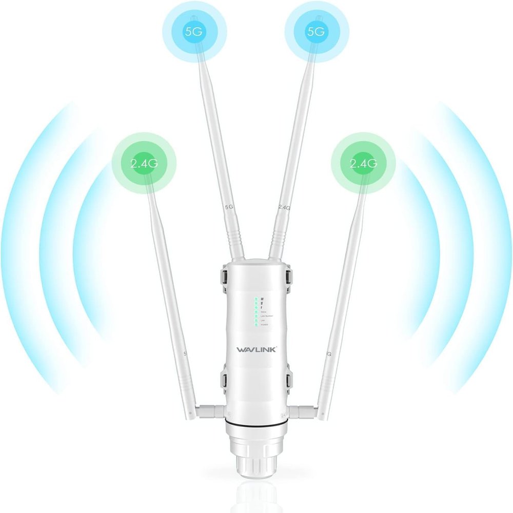 WAVLINK 2025 AC1200 Outdoor Long Range Weatherproof Dual Band WiFi Extender/Wireless Access Point with Outside PoE Powered,Gigabit Port,Supports Router/AP/Repeater Modes for Courtyard,RV,Campsite