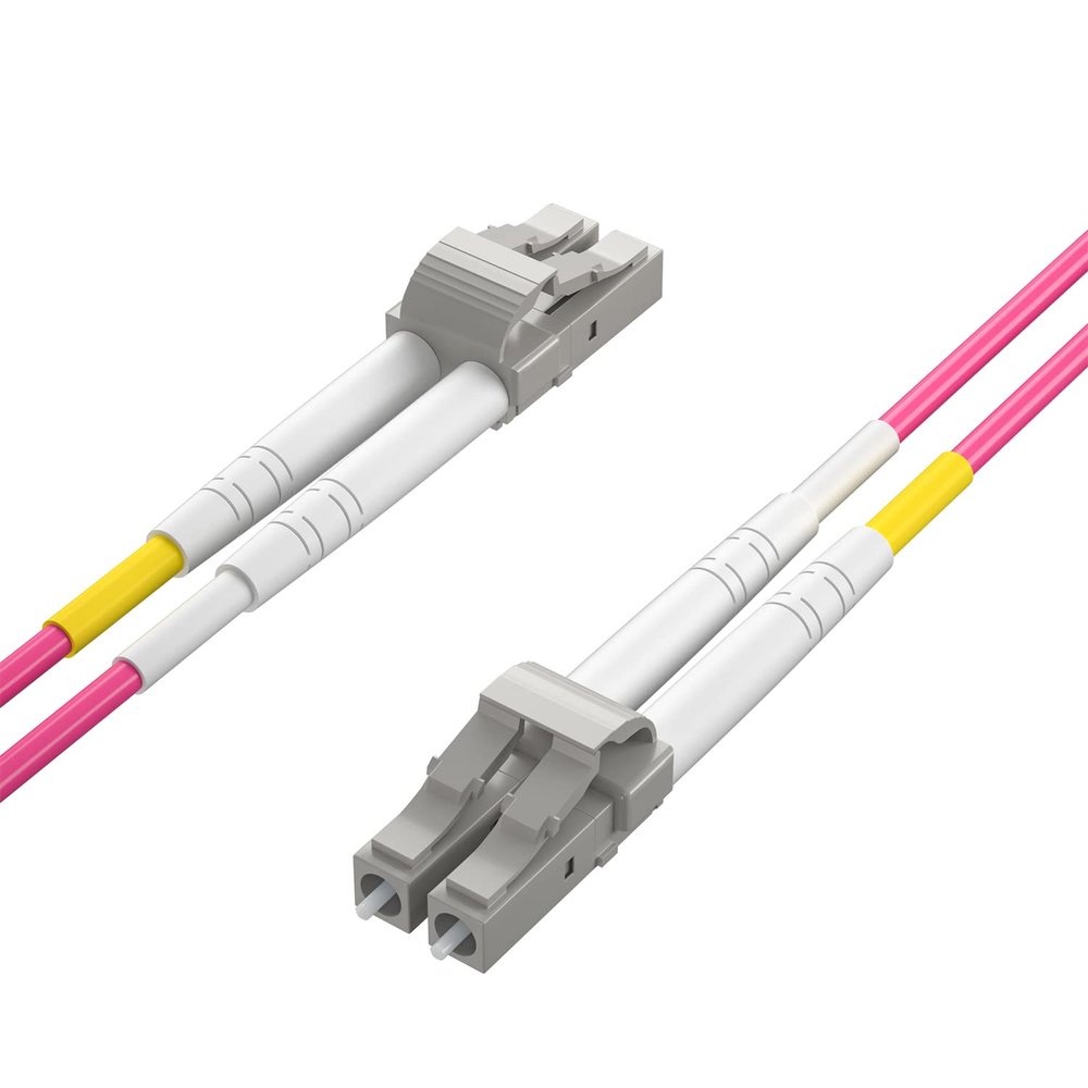 2M OM4 LC to LC Fiber Patch Cable, 40Gb/100Gb Multimode Fiber Jumper, Duplex LC-LC UPC MMF 50/125um, LSZH, Red, for SFP Transceiver, Router, Networks, 2 Meter(6.6ft)