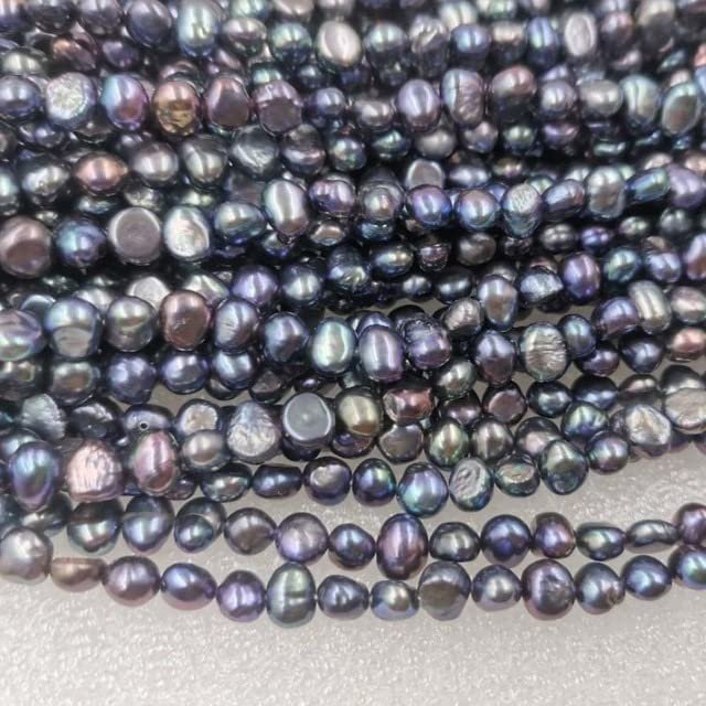 Davitu Lots 20 Strands Genuine Freshwater Cultured Pearl Strings 5-6mm Small Beads - (Color: 20strands Black)