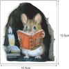 3Pcs 3D Realistic Mouse Wall Stickers, Mouse Reading Book Wall Decals Decor, Removable Wall Art Murals for Living Room Nursery Bedroom Kids Room Home Decorations view 2