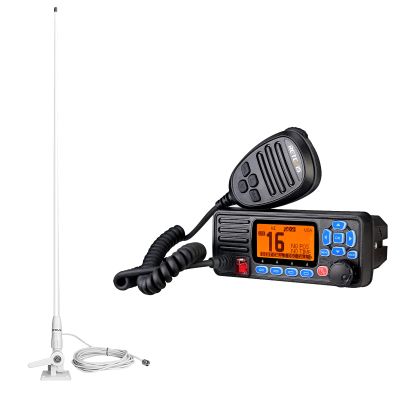 Retevis RA27 Fixed Mount Marine Radio with Antenna, GPS, Waterproof IP67, Triple Watch, DSC, Gain Fiberglass Antenna with Coaxial Feeder 7 Meters, Emergency NOAA Weather, Ship to Shore Radio for Boats