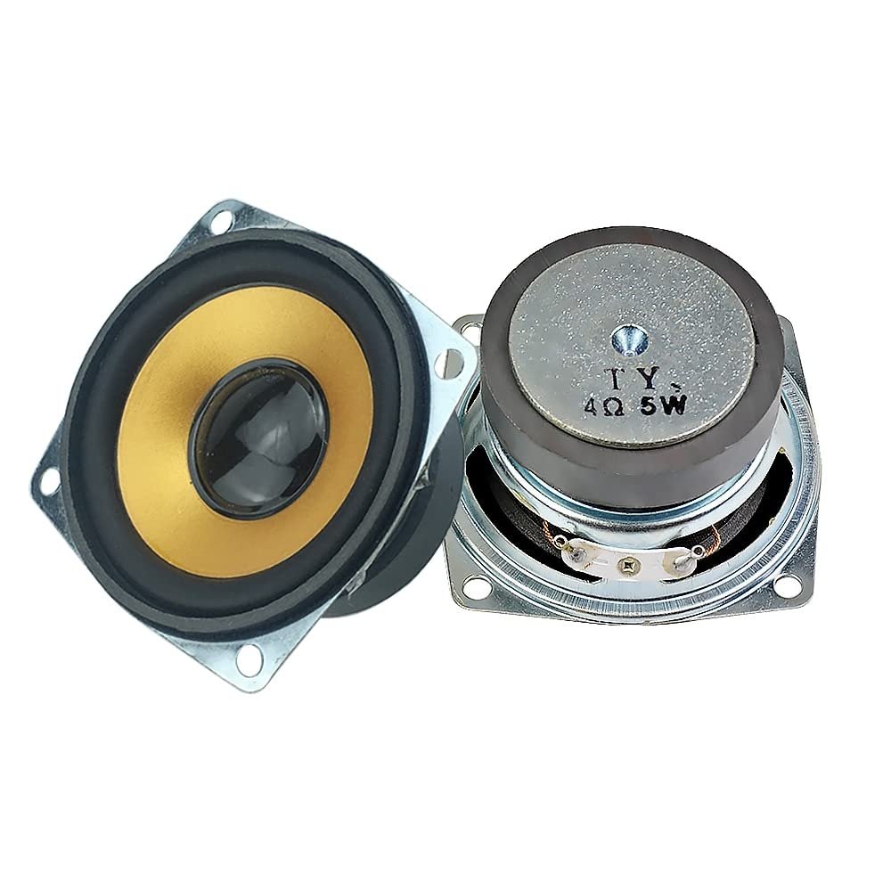 CHOOYO 2PCS 4 Ohm 2.5Inch Audio Woofer Speaker 65MM Full Range Speak Rubber Edge Orange Basin Square Loudspeaker DIY Home Theater